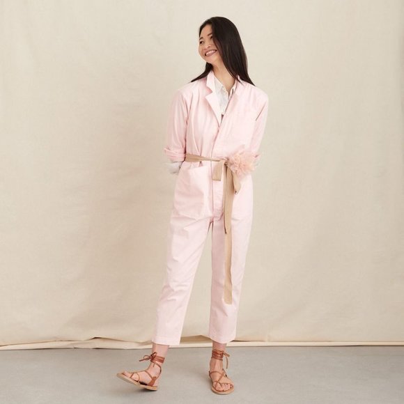 ALEX MILL cotton twill jumpsuit pale pink XL
